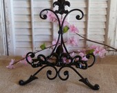 Black Fleur De Lis Iron Easel, Picture Stand, Plate Book Stand, French Decor, Hollywood Regency Decor, Ipad Stand, Tablet Stand