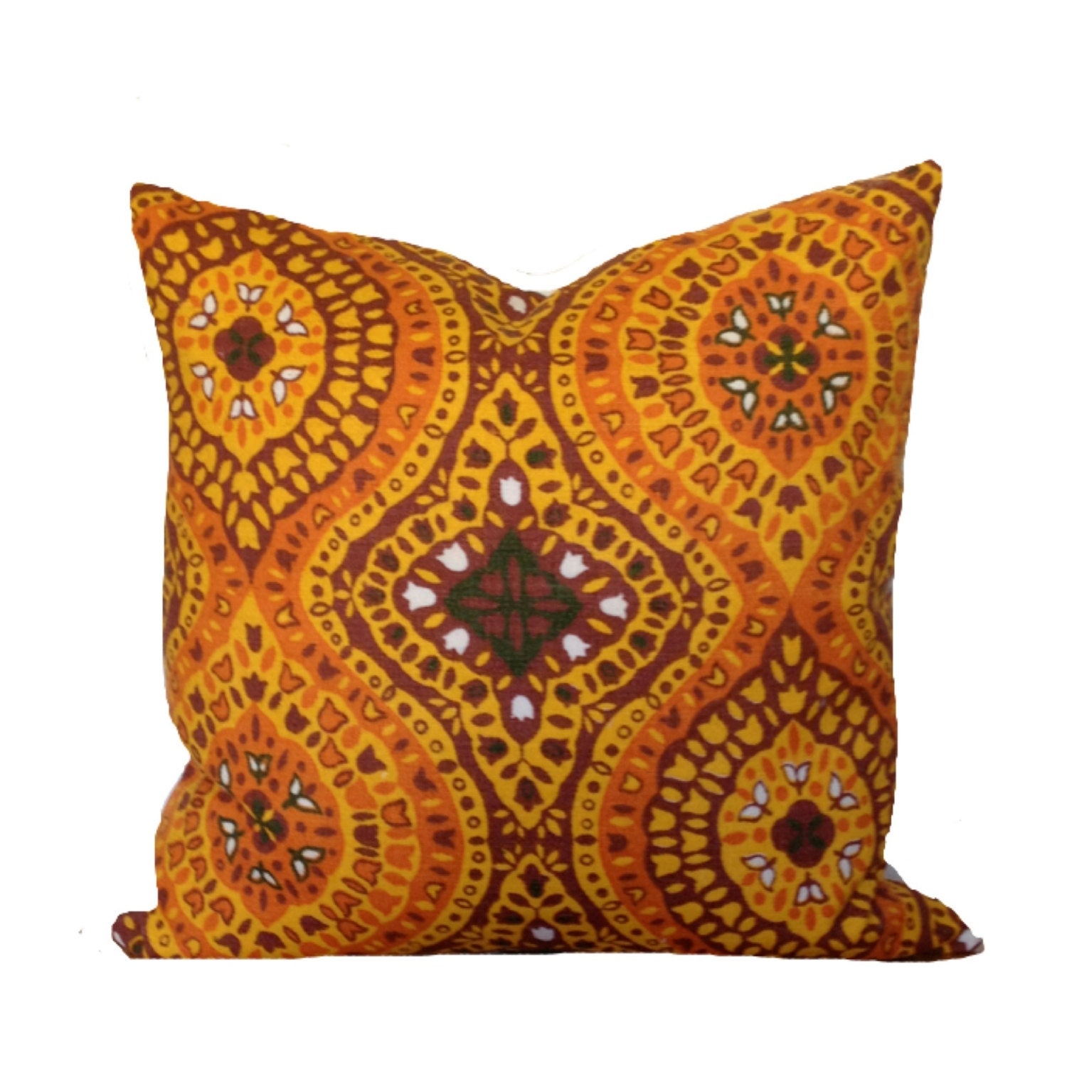 Retro 1970s Orange Cushion Cover, 20 inches, Vintage Fabric & Organic Cotton, Vintage Throw Pillow