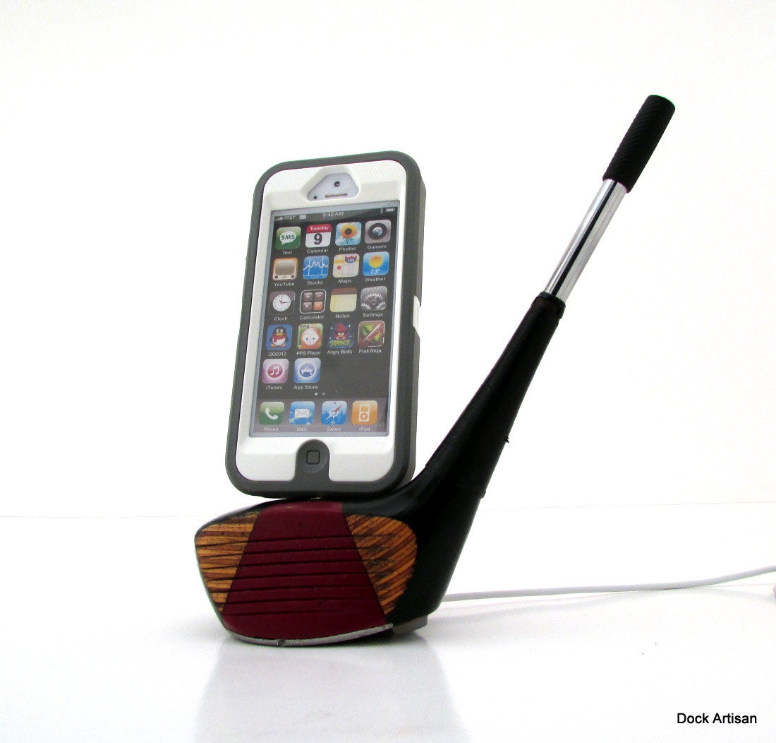 Vintage Wood Golf Club iPhone 5 Charger for Otterbox Defender Case
