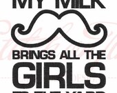 Applique Onesie-Embroidered Saying Onesie-My Milk Brings All The Girls To The Yard-Baby Boys Clothes-Choose Your Design-Mustache Shirt