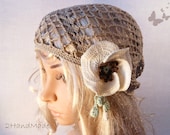 Woman Lace Crochet Vintage Style Camel Headband Dreadlock Hair Snood Wrap Ponytail Kerchief Bandana Gypsy Pirate Tam Dreads Hat Summer