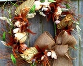 Seashell Wreath- Beach- Front Door Wreath- Burlap Wreath