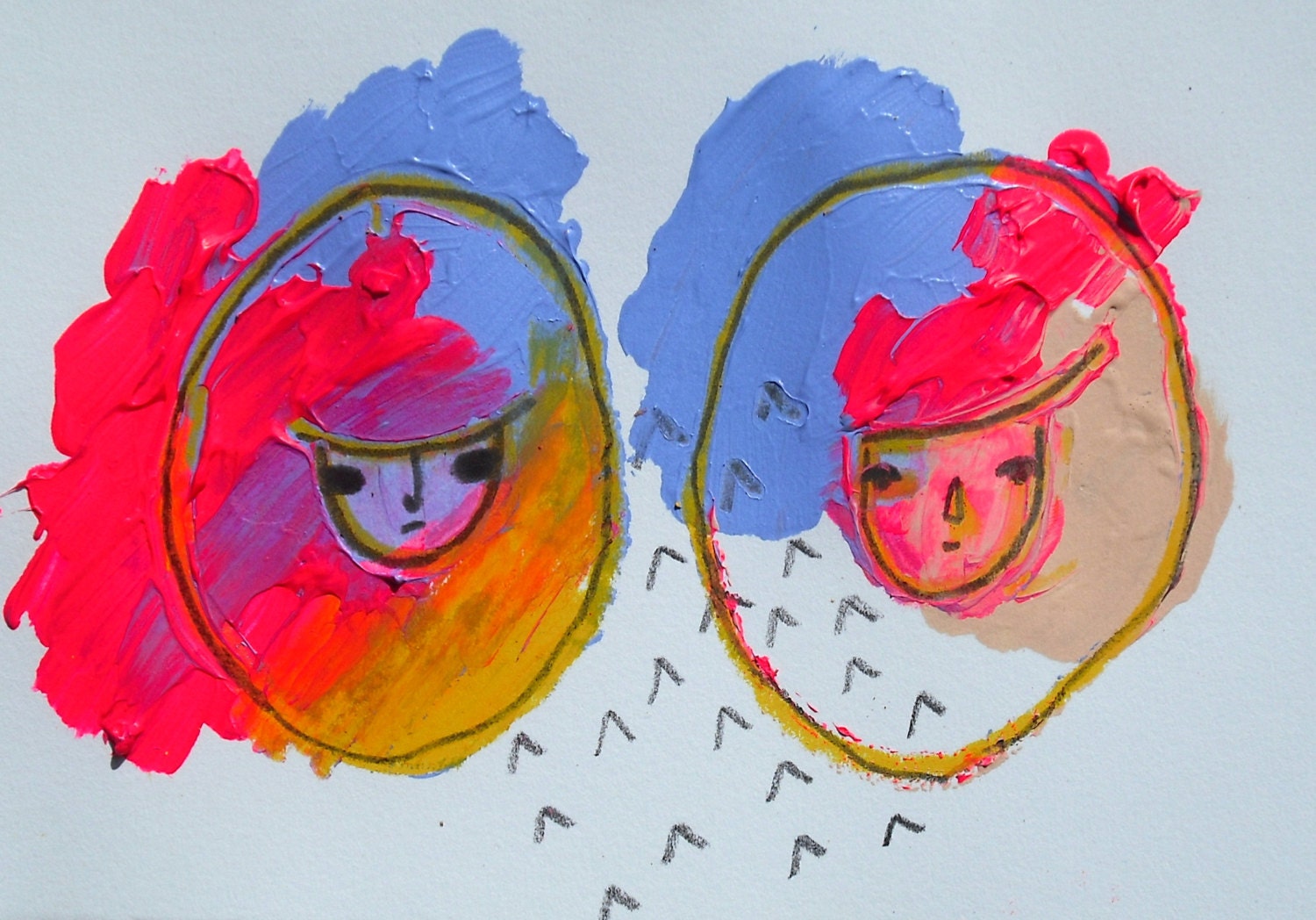 bubs-original mixed media piece-5"x8"