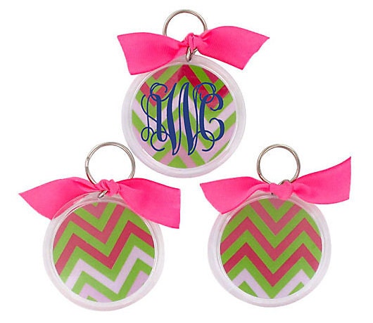 Monogram Chevron Key Chain