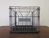 vintage metal wire dairy crate