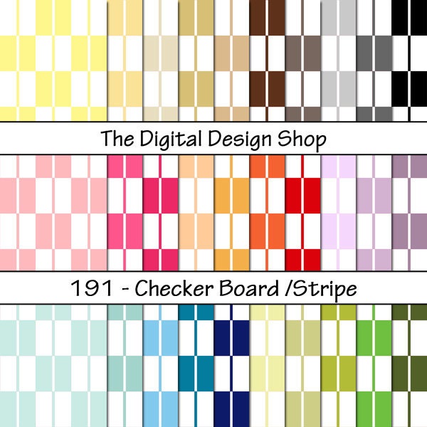 Checkboard / Stripe - Digital Scrapbook Paper For Personal & Commercial Use (Buy 2 get 1 free) Color Pack - Double O's 184