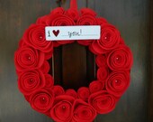 Valentine's Day Wreath -White Felt Wreath with I Hear You Blank Sign - Easy to Customize - 14 inch