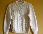 Children's Vintage handknit fisherman knit sweater / Cable knit aran jumper / Size 8 to 10