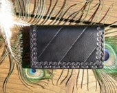 tooled leather handmade credit card wallet / business card holder
