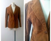 Vintage Rust Corduroy Blazer Toggle Jacket 1970's
