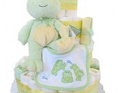 My First Froggy Diaper Cake 4 Tier/ Baby Shower & Baby Shower Centerpiece