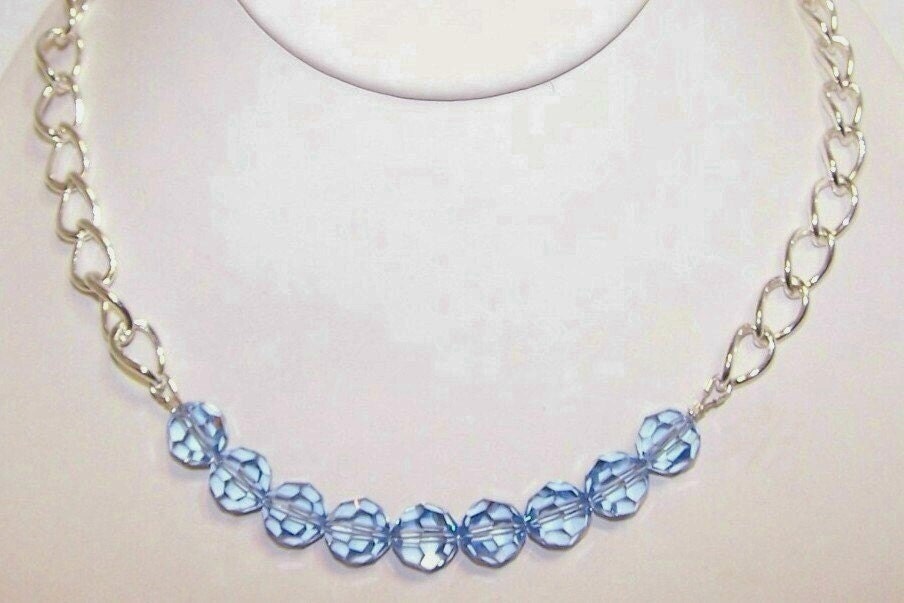 Swarovski, Crystal, Necklace, Choker, Chunky, Silver, Chain, Nine Colors to Choose From, MADE TO ORDER