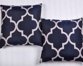 Pillow Covers 16x16 inch--(Set of 2) Quatrefoil Navy/Cream