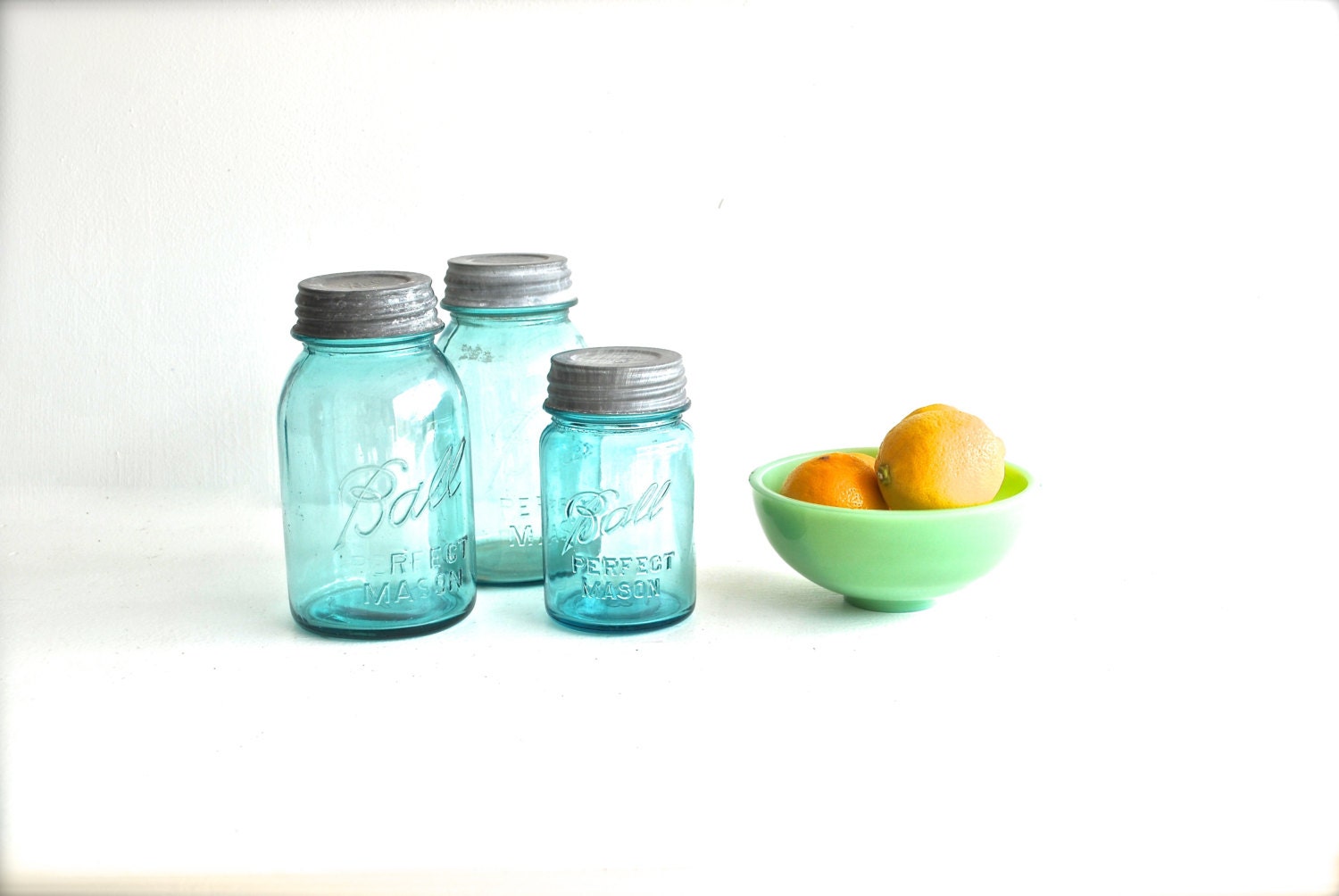 Aqua Blue Mason Jars - Vintage Ball Canning Jars