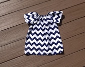 Girls Little Peasant chevron Dress. Navy blue or any chevron fabric.  Custom children's clothing. By EverythingSorella