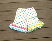 Girls ruffle knee shorts, capris, or pants. Girls multicolor or any color polka dot. Custom children's clothing by EverythingSorella