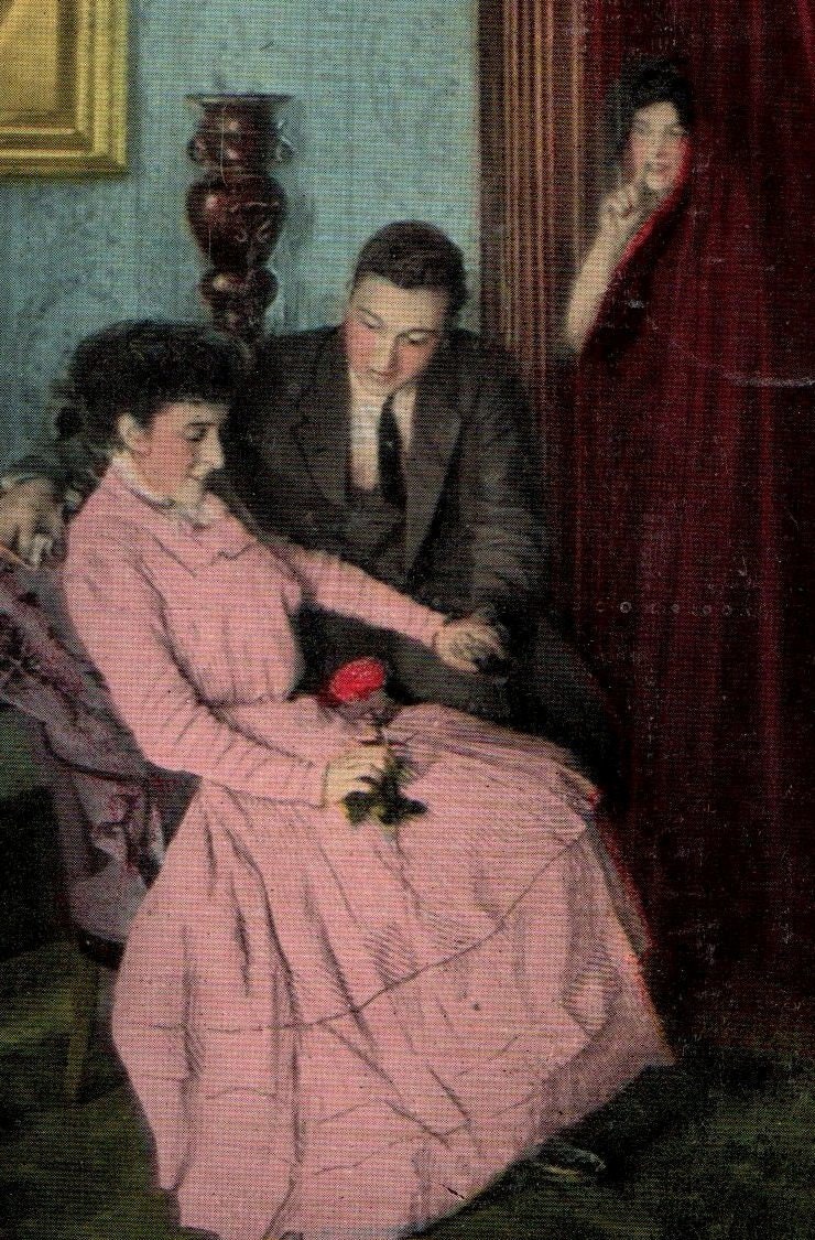 Antique Romantic Couple Valentines Or Engagement Postcard 1911
