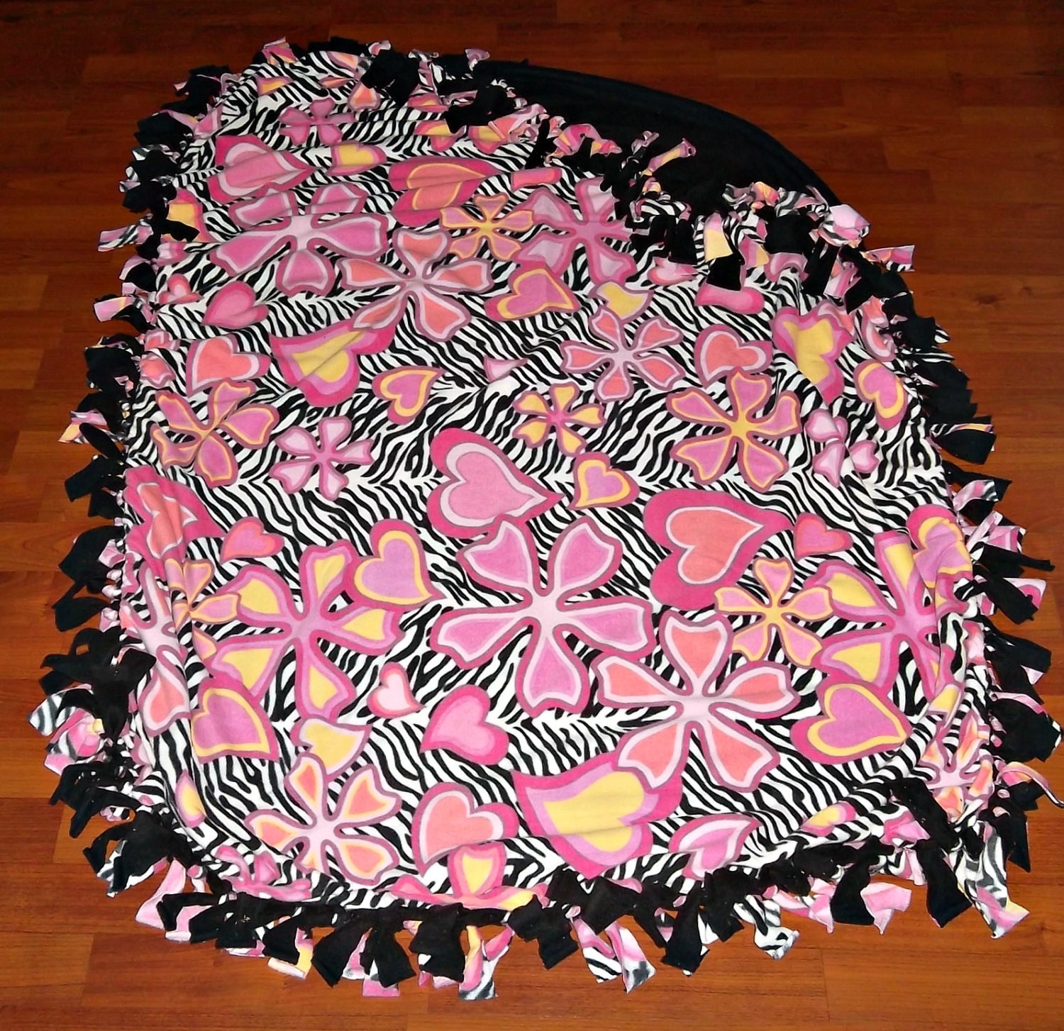 Hearts, Flowers and Zebra Print Fleece blanket