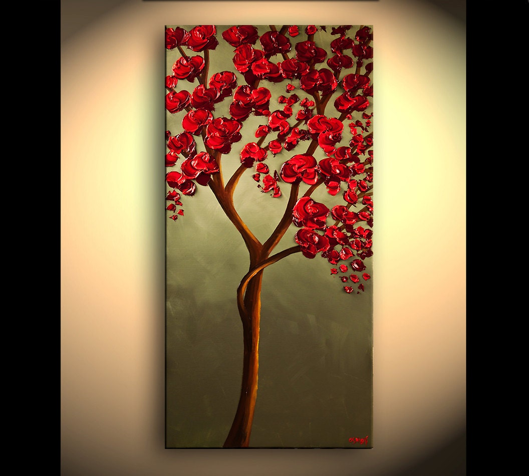 ORIGINAL Abstract Contemporary Spring Time acrylic Painting Heavy Palette Knife Texture by Osnat Ready to Hang
