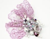 Bridal Hair Comb or Clip- Dusty Lavender Hairpiece with Rhinestone, Pearls, Crystal- Vintage Hair Piece- Wedding Hair Accessories- Purple