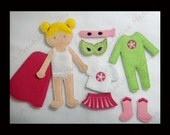 Dress up super hero girl un-paper dolls embroidery design - Instant Download
