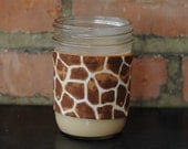 Giraffe and Rust Mason Jar Tumbler Koozie