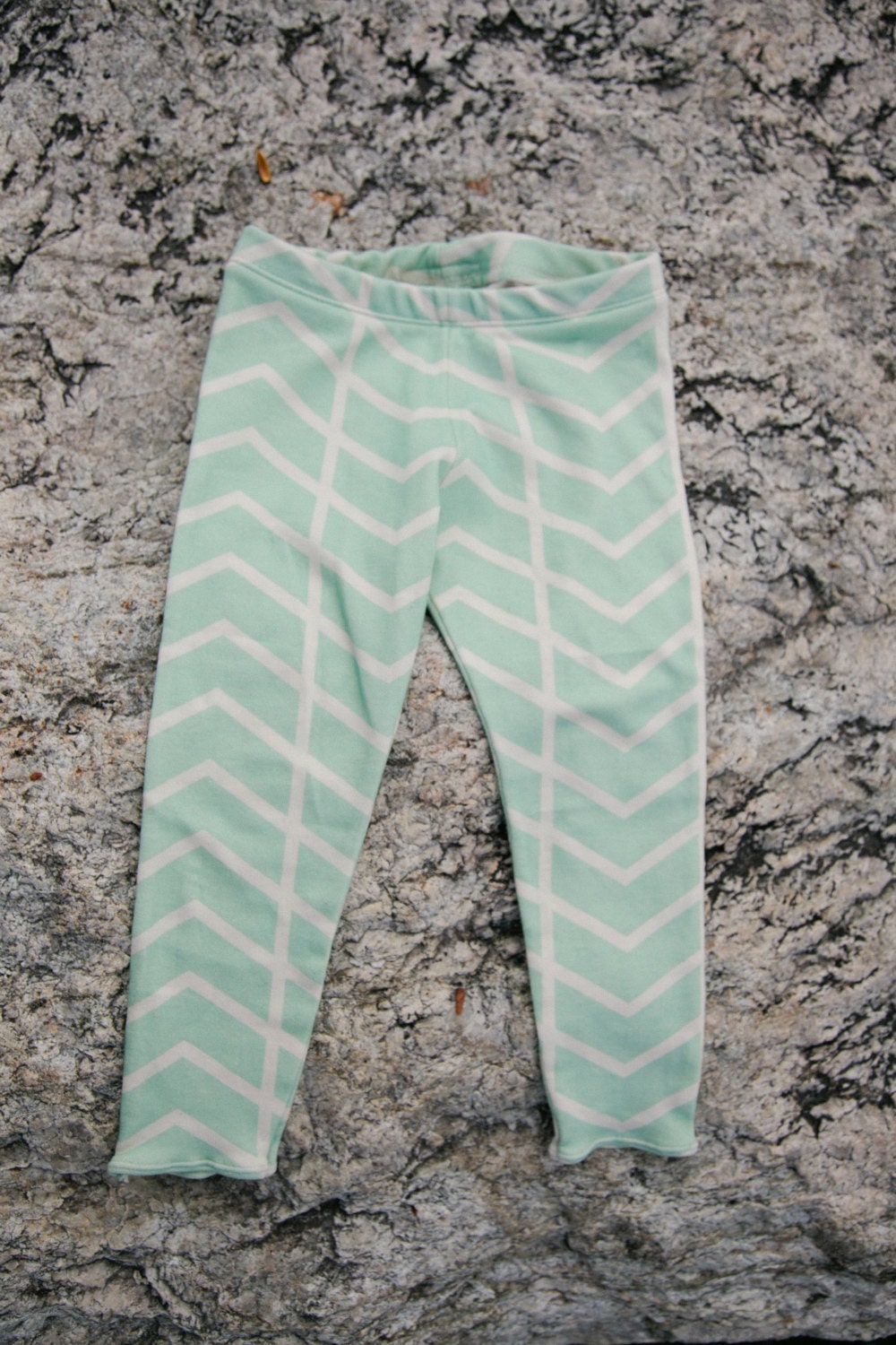 Unisex Leggings, 100% Organic Cotton Leggings NB- 2T, Aqua Zig Zag Pattern, Infant and Toddler GIrls or Boys Pants