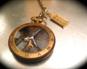 Inspired UK Police Phone Booth and Pocket Watch on a Pocket Watch Chain