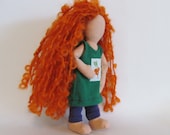 Eco-friendly 7" red headed doll with beet outfit