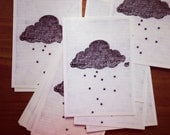Stargazer cloud, raining stars pencil illustration // postcard