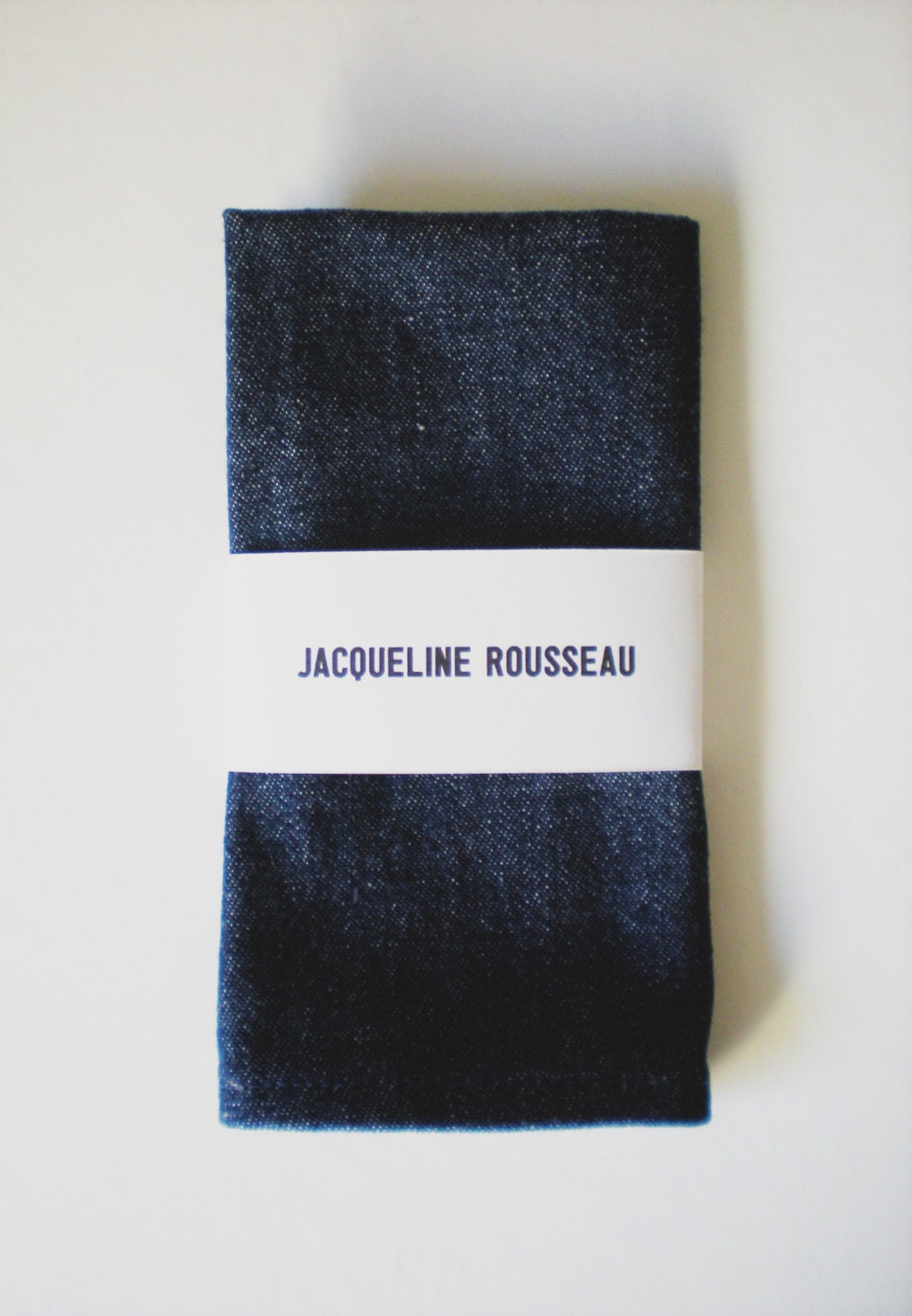 Navy cotton and linen denim pocket square