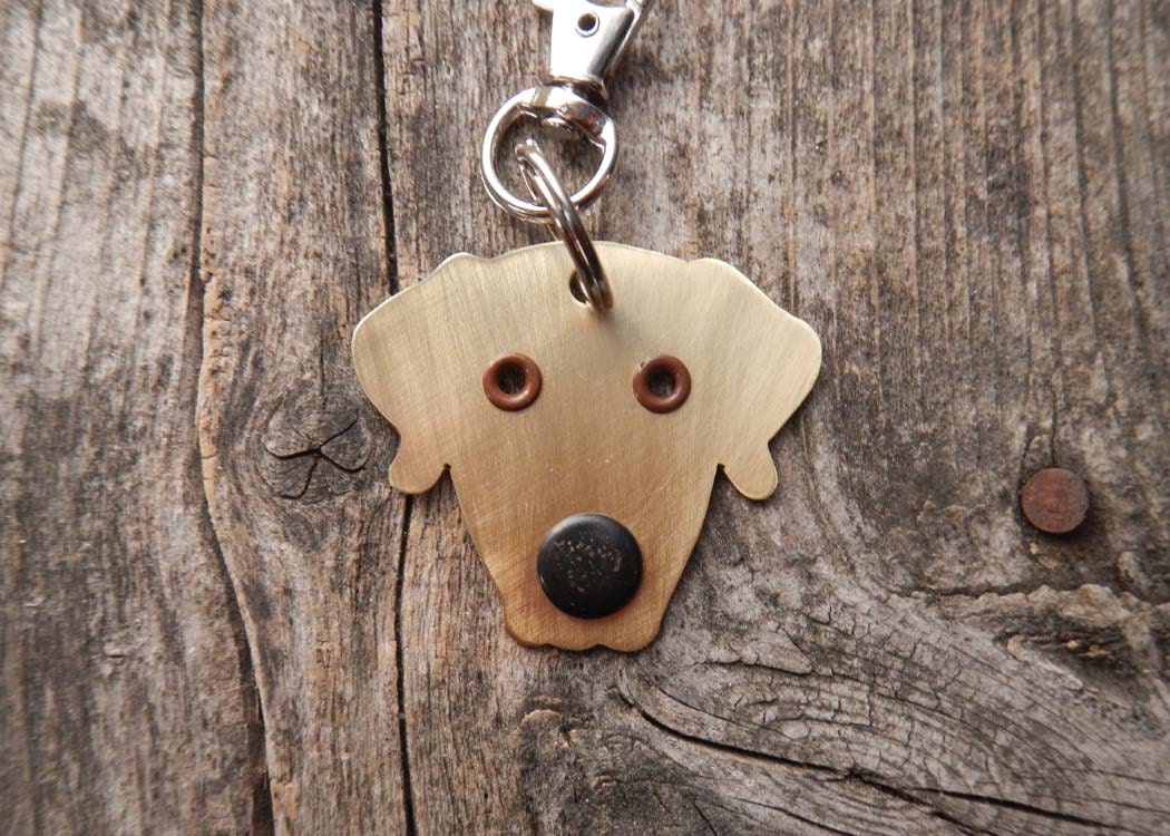 Keychain ID Key Chain Tag Labrador Retriever Lab Dog Breed Dog Pet Lover Copper Aluminum Custom Rivets Stamped