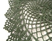 Round Doily - Green Cotton - Olive Hunter Forest Grass - Lace Cottage Rustic Garden Woodland Home Decor Heirloom Gift