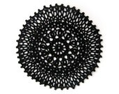 Black Doily - Dark Solitaire - Egyptian Cotton - Lace Modern Geometric Fantasy Gothic Home Decor Heirloom Gift