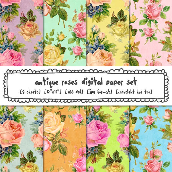 antique roses digital paper, shabby vintage flower backgrounds, colorful floral digital paper, pastel colors, photography backgrounds 481