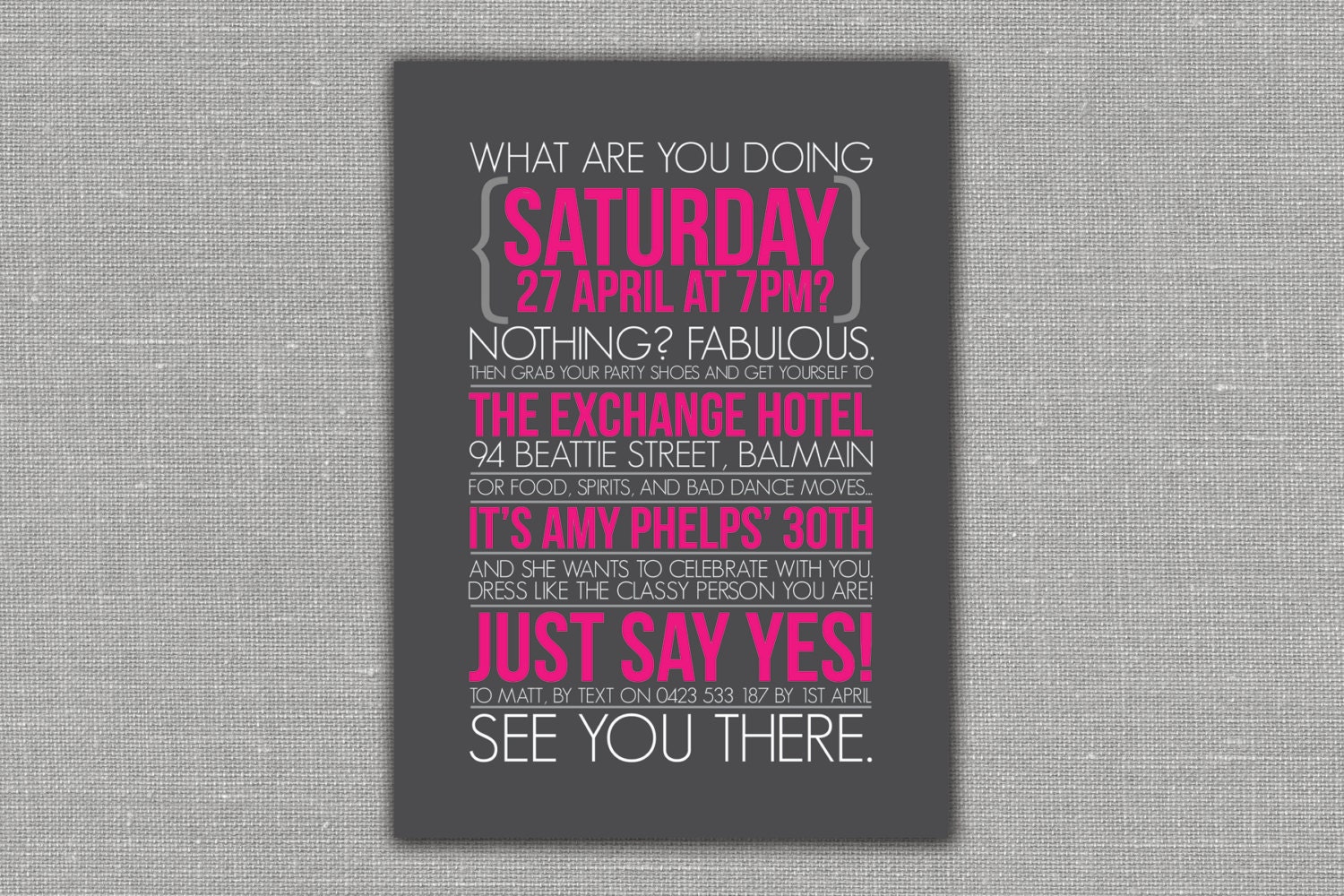 Modern, Birthday Invitations- Pink and Gray- Customize and Personalize your event