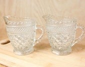 Vintage Wexford Creamer, diamond point pattern, clear glass by Anchor Hocking (set of 2)