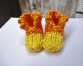 Unisex Baby Knit Booties - orange and yellow slippers for boy or girl, toddler fall winter warm socks - photo prop - baby shower gift