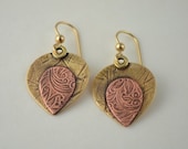 Mixed Metal Earrings - Copper Dangle Earrings - Metalsmith Earrings