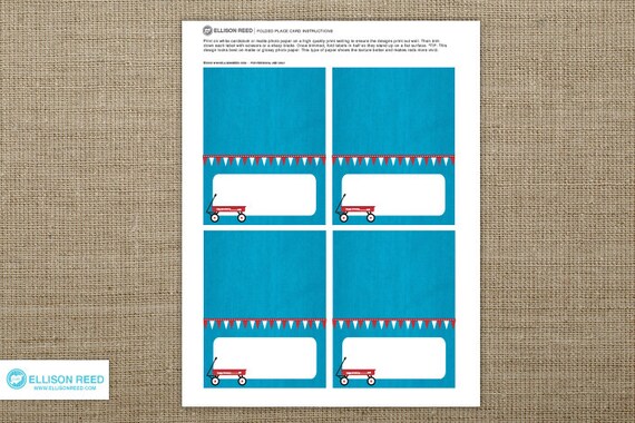 Red Wagon Printable - Party Labels - Place Cards - 1st birthday - Printable Party - Boy birthday - Birthday Decorations - Red - Blue Il_570xn