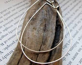 Sterling Silver Teardrop Hoops - Modern Hoop Earrings - Large Tear Drop Hammered Hoops - Geometric Jewelry