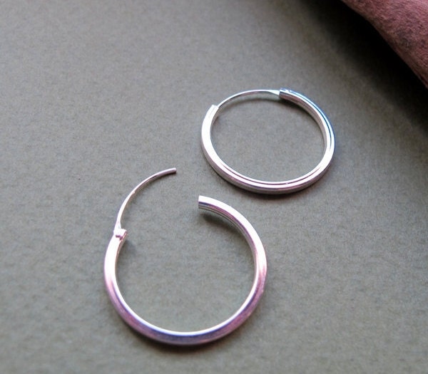 Sterling Silver Square Tube Hoop Earrings 20mm - Endless Huggie Hoops - Unisex Jewelry