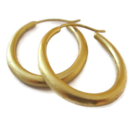 18K Vermeil Hoops , Oval Hoop Earrings, Gold Hoops