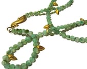 Peruvian Blue Opal Necklace, Green Gemstone Beaded Necklace,