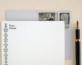 Custom Letterpress Stationery Set - Personalized Flat Note Cards - Dove Gray - Rialto