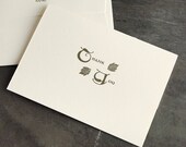 Letterpress Thank You Card Set - Gold and Ecru - Sherwood (50)
