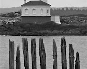 Bandon Oregon Light House, Black and White lighthouse photograph, beach decor, Ocean, Seascape, Landscape lighthouse