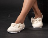Felted slippers -white- wool clogs - wedding- summer fashion - cozy-gift for mom