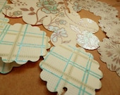 13 HANDMADE TAG ASSORTMENT - Aqua Blue - Cocoa Brown  - Subtle Sparkle