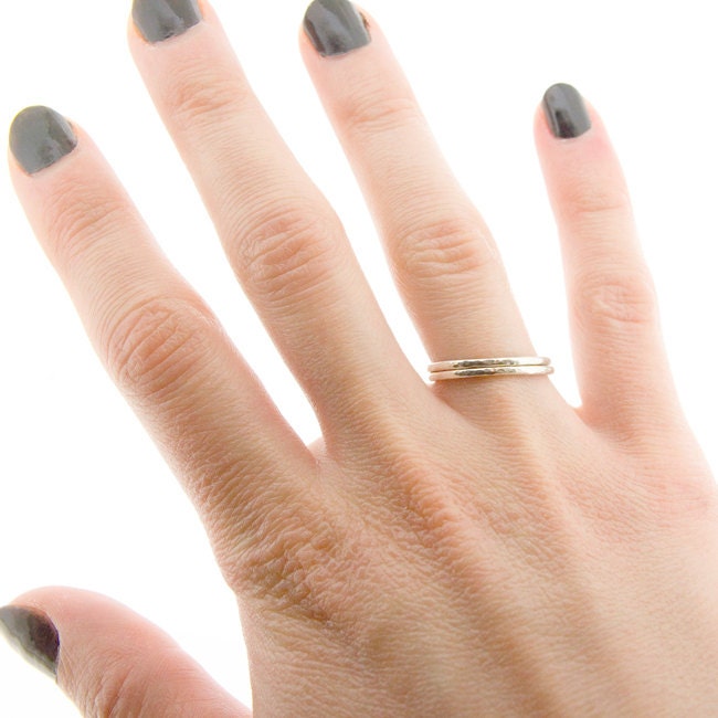Stacking Silver Ring Set: TWO Heavily Hammered Argentium Silver Rings, Any Size